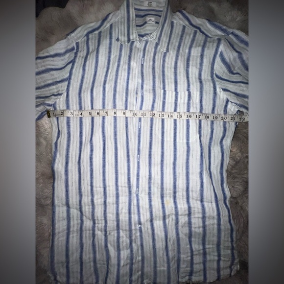 Peter Miillar Mens Button Up Shirt Short Sleeve, Medium 100% Linen - Picture 7 of 9
